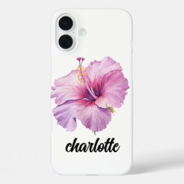 capinha de telefone com flor de hibisco rosa e rox