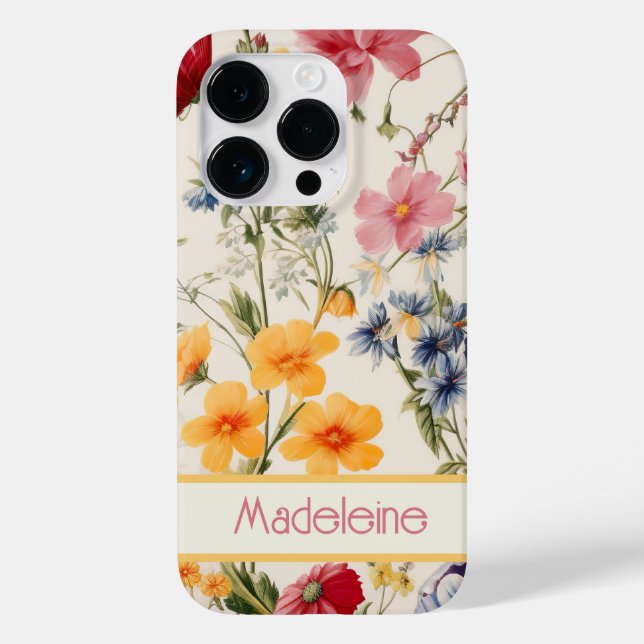 Capinha de telefone com flores vintage personaliza (Verso)