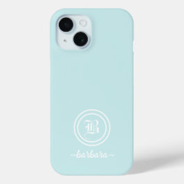 Capinha de Telefone com Monograma Azul e Nome Pers