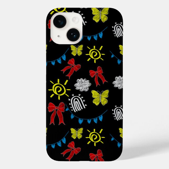 Capinha de Telefone com Padrão de Borboleta Brilha (Verso)