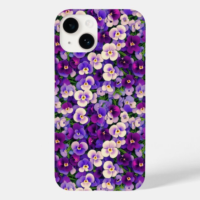 Capinha de Telefone com Pequenas Violetas Pansy (Verso)