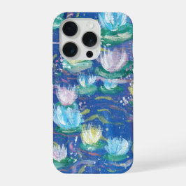 Capinha de telefone com pintura de nenúfares azuis