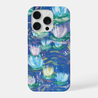 Capinha de telefone com pintura de nenúfares azuis