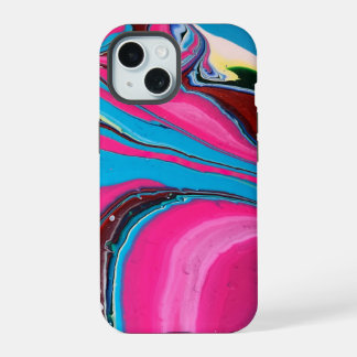 Capinha de telefone com tinta rosa e azul