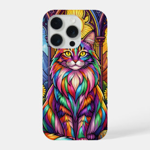 capinha de telefone de gato de arco-íris colorido
