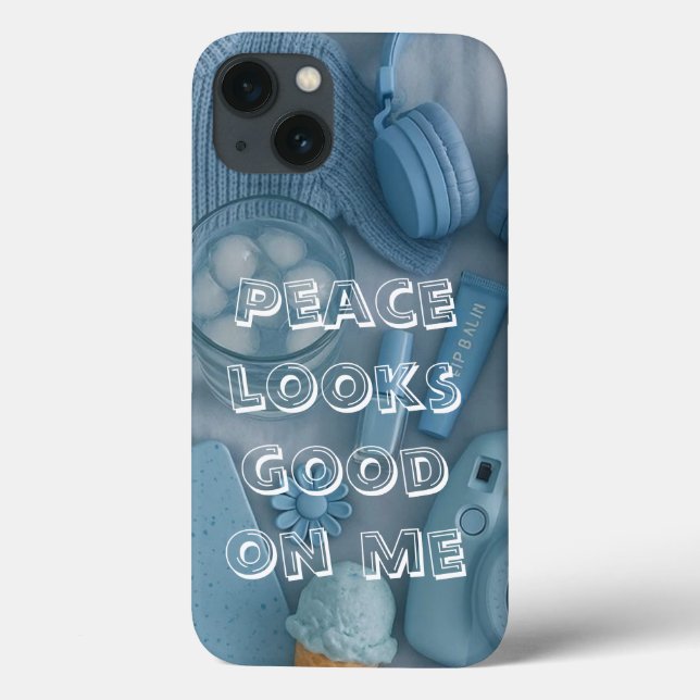 Capinha de telefone estética azul moderna (Verso)