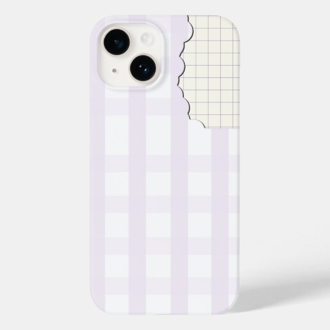 Capinha de Telefone Estético Gingham Lavanda Iphon (Verso)