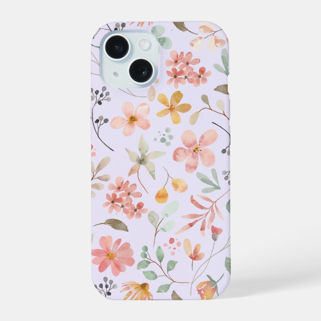 Capinha de Telefone Floral Aquarela Lavanda (Verso)
