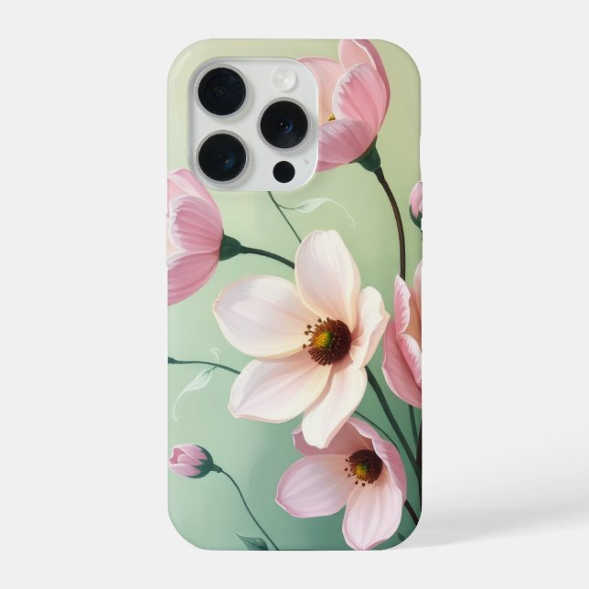 Capinha de Telefone Floral Rosa e Verde Sage (Verso)