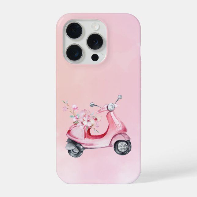 Capinha de Telefone Floral Scooter Rosa (Verso)