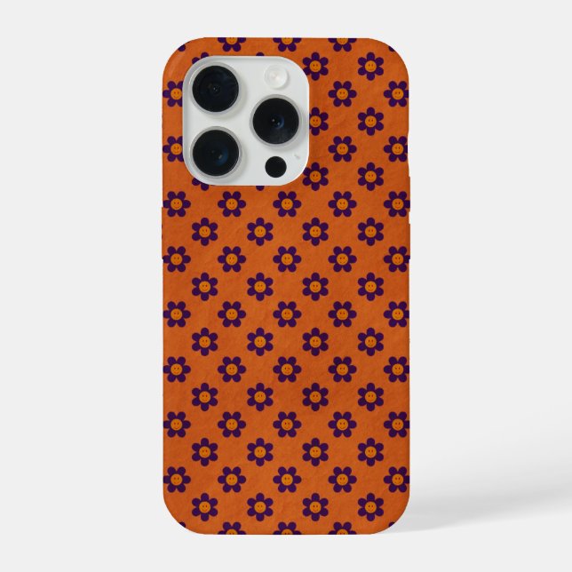 Capinha de telefone laranja queimado com rostos fe (Verso)