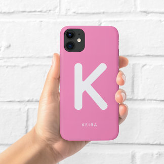 Capinha de Telefone Monograma Rosa Chiclete