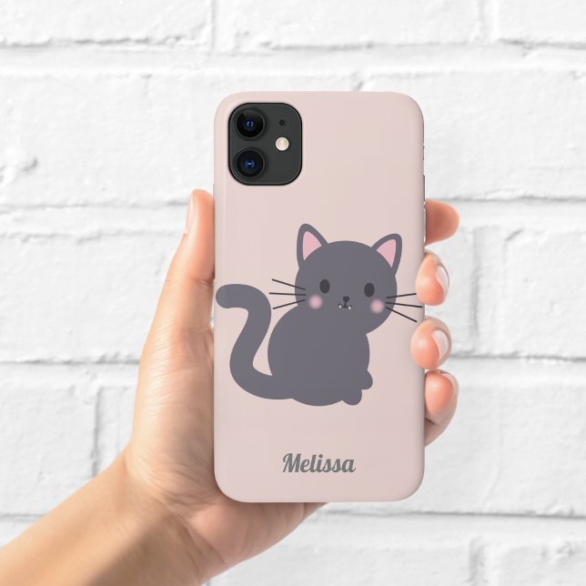 Capinha de Telefone Personalizada Kawaii Gato Cinz (Criador carregado)
