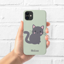Capinha de Telefone Personalizada Kawaii Gato Cinz
