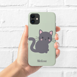 Capinha de Telefone Personalizada Kawaii Gato Cinz