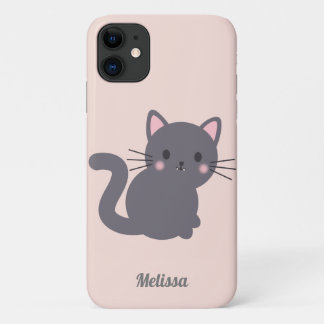 Capinha de Telefone Personalizada Kawaii Gato Cinz