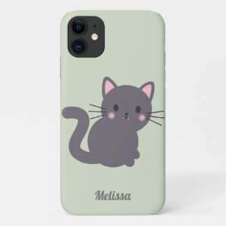 Capinha de Telefone Personalizada Kawaii Gato Cinz