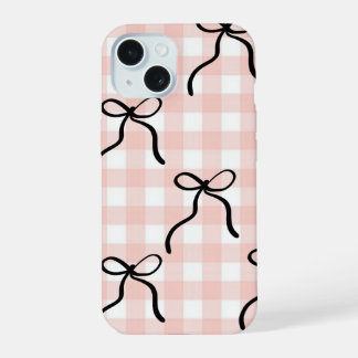 Capinha de telefone rosa com laços pretos