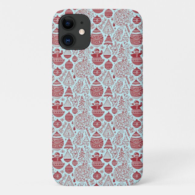 Capinha de telefone temática de Natal vermelha e b (Verso)