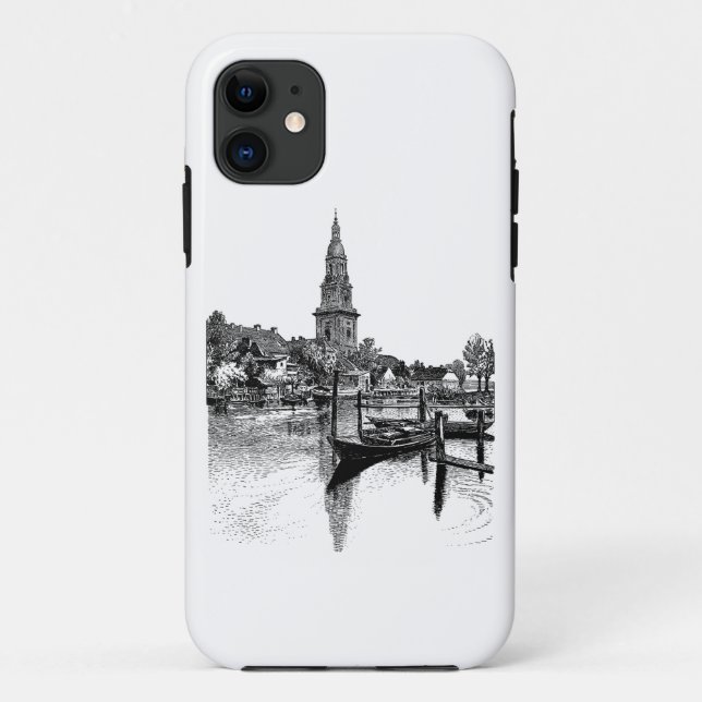 Capinha de telefone Vintage European City Waterway (Verso)