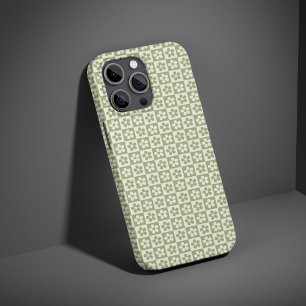 Capinha de telefone xadrez verde floral para mulhe