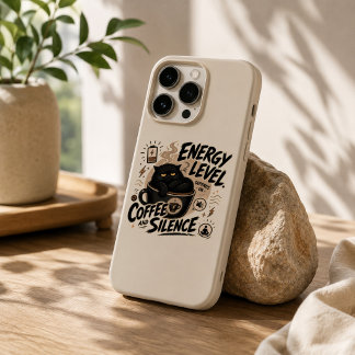 Capinha Funny Black Cat Coffee para iPhone 15 Pro