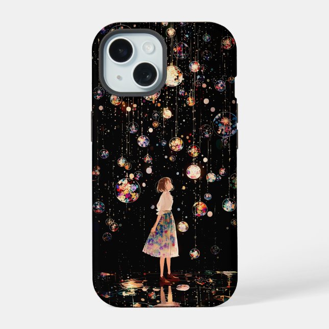 Capinha iPhone 15 Noite Estrelada com Orbes Reluze (Verso)