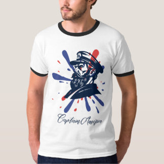 Capitão América T-Shirt Design com bandeira americ