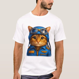 "Capitão Bigodes" – Camiseta Gato Piloto Fofo