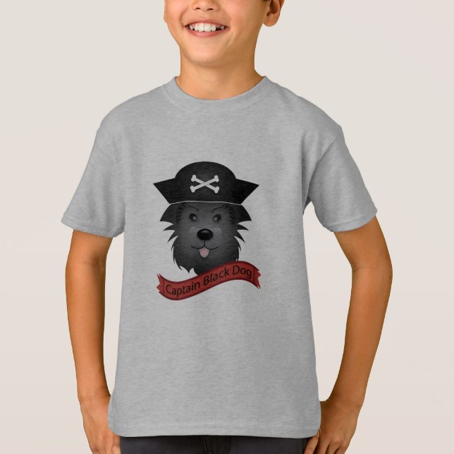 Capitão Cachorro Negro - Camisa Básica Para Crianç (Frente)
