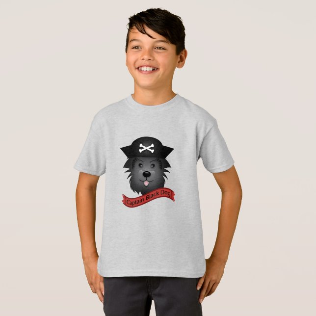 Capitão Cachorro Negro - Camisa Básica Para Crianç (Frente Completa)