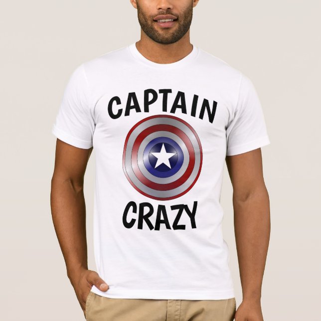 CAPITÃO CRAZY, T-shirts masculinas engraçadas (Frente)