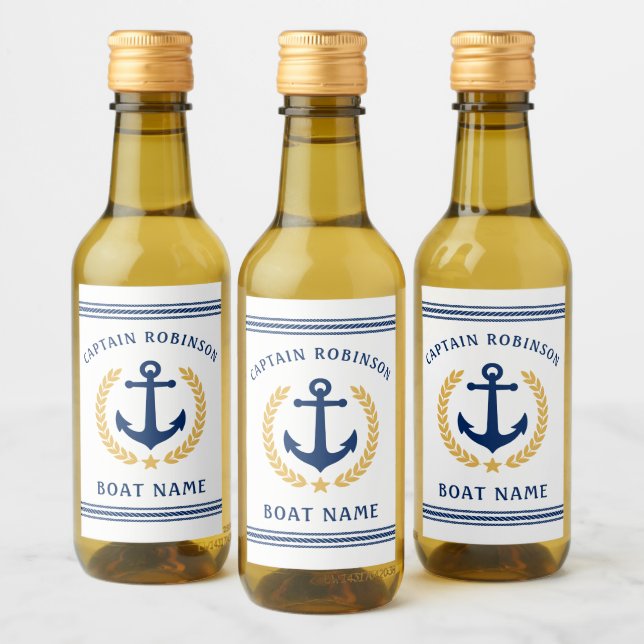 Capitão e nome do barco Anchor Dourado Laurel Mini (Garrafas)