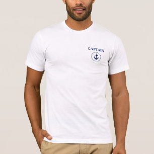 Capitão náutico Âncora Corda T-shirt Branco