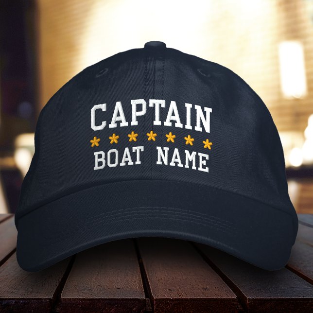 Capitão Náutico Seu Nome De Barco Boné Bl (Choose from a variety of hat colors.)