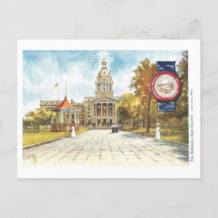 Capitólio Vintage de Nebraska com cartão postal