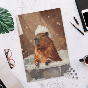 Capivara Fofa no Banho de Espuma Quebra-Cabeça
