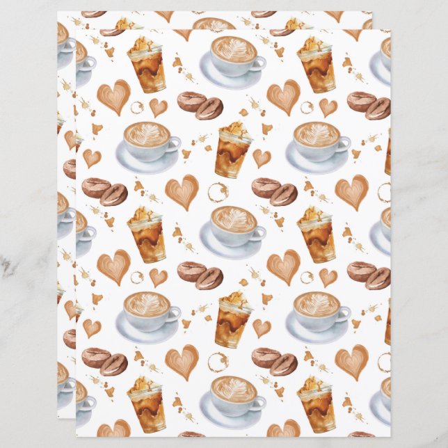 Cappucccino Papel Scrapbook Café (Frente/Verso)