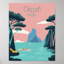Capri Itália Minimalista Vintage Art Poster