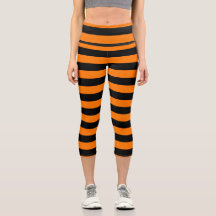 Capri Leggings Laranja Black Stripes
