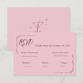 Caprichoso RSVP de Casamento Escrito à Mão em Rosa