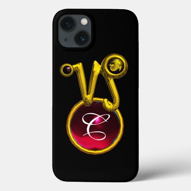 CAPRICORN DOURADO SINAL ZODIAC VERMELHO RUBY MONOG (Verso)
