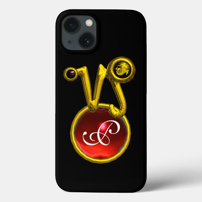 CAPRICORN DOURADO SINAL ZODIAC VERMELHO RUBY MONOG (Verso)