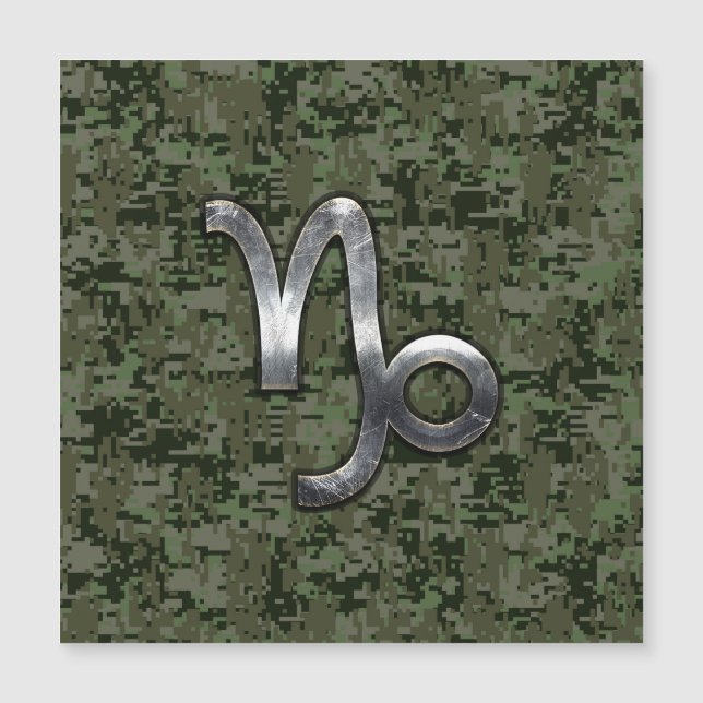 Capricorn Zodiac Símbolo Woodland Camouflage (Frente)