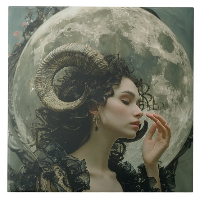 Capricórnio Moon Astrologia Zodiac Azulejo cerâmic (Frente)