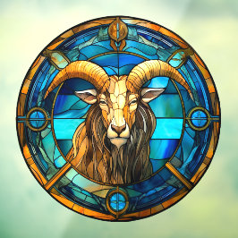 Capricórnio Sinais Zodiosos Faux Janela de Vidro E