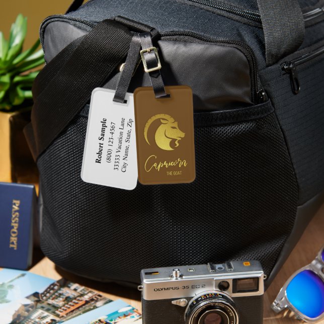 Capricórnio - Sinal Zodiac - Etiqueta de Bagagem (Frente e verso)