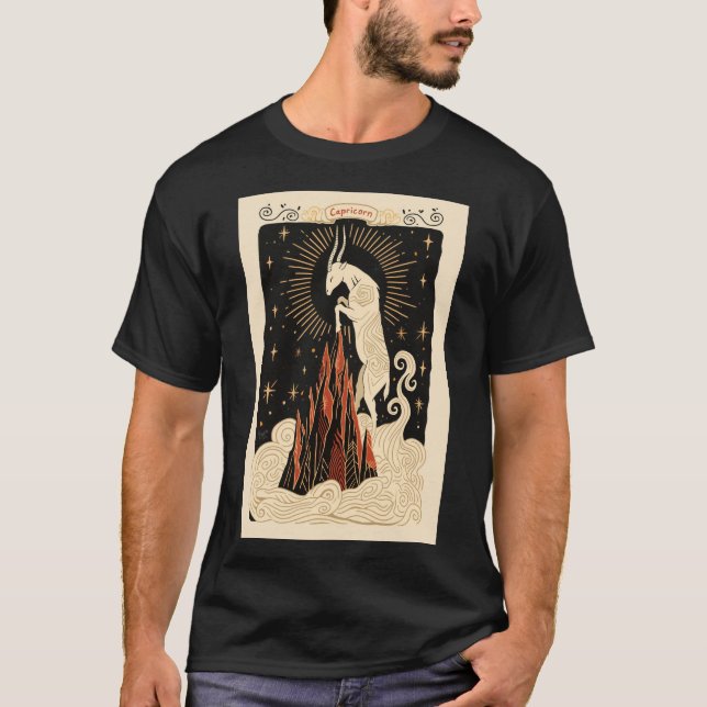 Capricórnio - T-Shirt Celestial Zodiac Art (Frente)