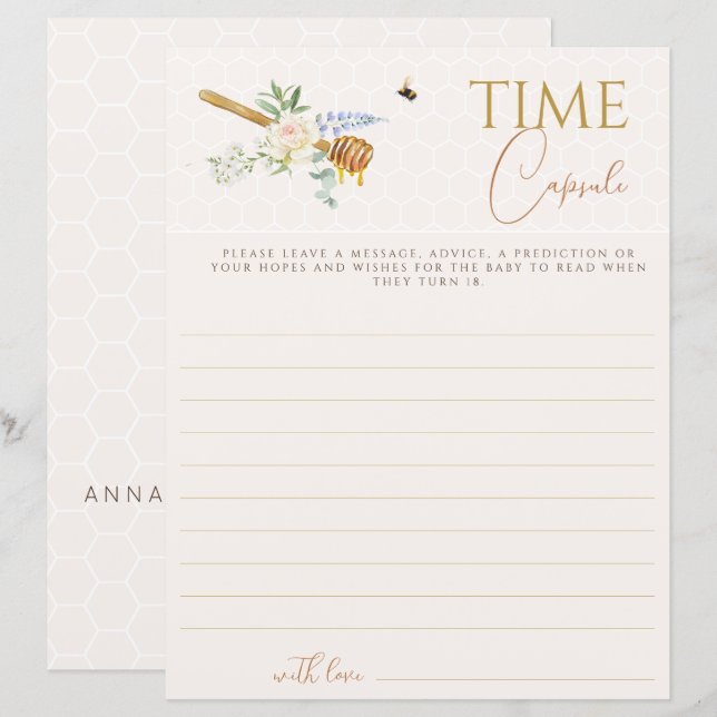 Cápsula Horária De Chá de fraldas De Amor Doce (Frente/Verso)