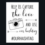 Capture o Amor Use a nossa Poster de Casamento Has<br><div class="desc">Esta placa de casamento é uma maneira divertida de encorajar seus convidados de casamento a usar sua hashtag ao postar fotos!</div>